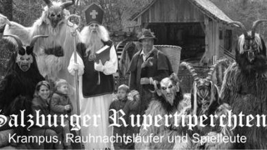Salzburger Rupertiperchten Krampus, Rauhnachtsläufer u. Spielleute